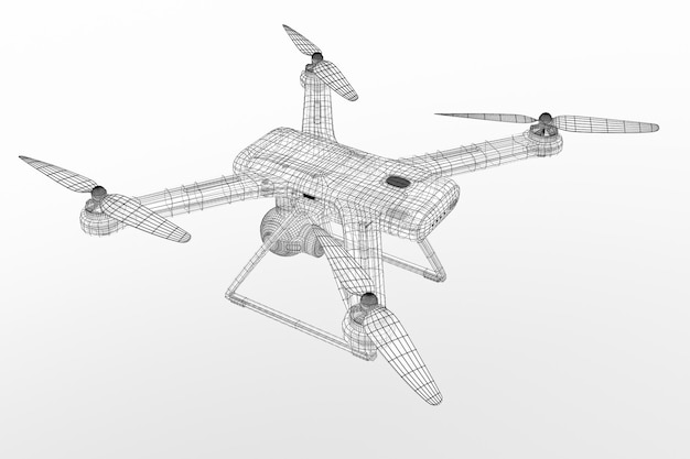 Modello di drone con rendering 3D