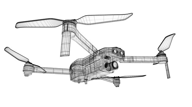 Modello di drone con rendering 3D