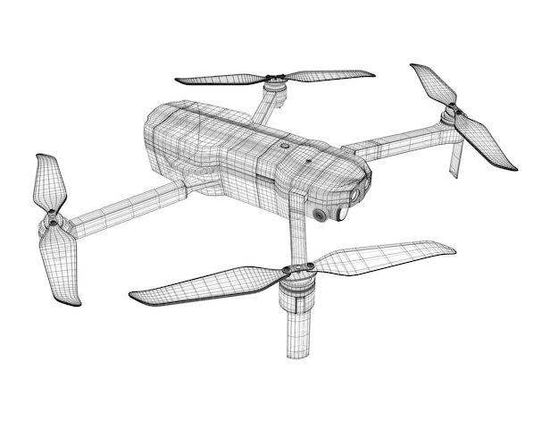 Modello di drone con rendering 3D