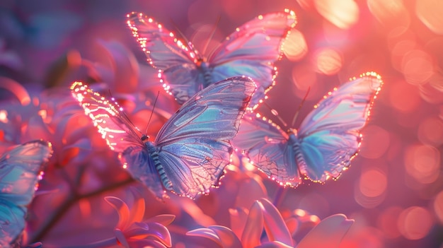 Modello di farfalle olografiche vibranti