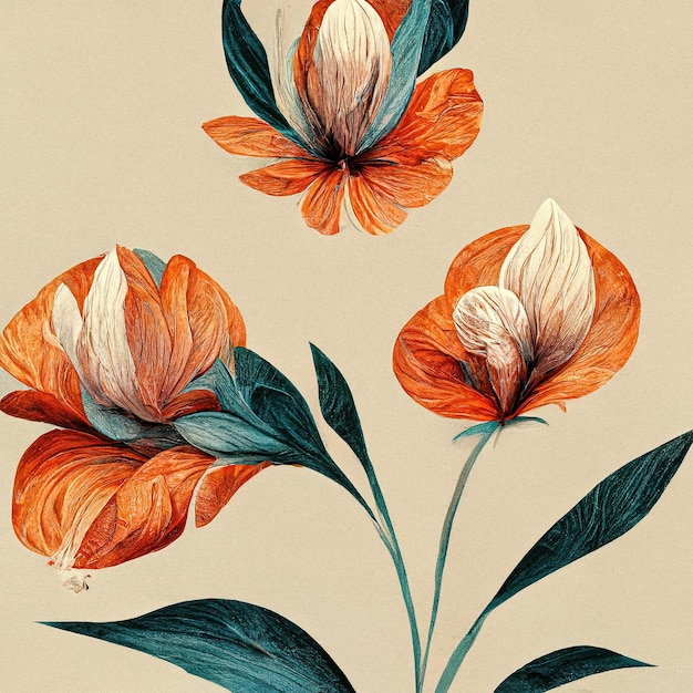 Modello di fiore astratto piatto petali ornamento design natura foglia illustrazione stampa floreale digitale