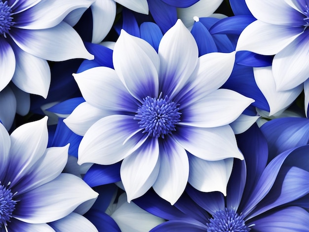 modello di fiore realistico bianco blu viola 4k
