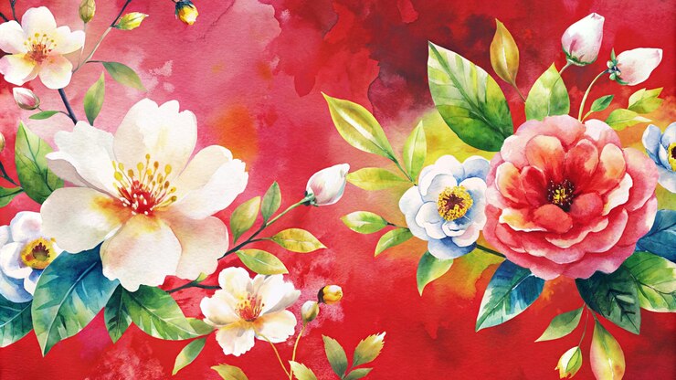 Modello di fiori ad acquerello su sfondo bianco