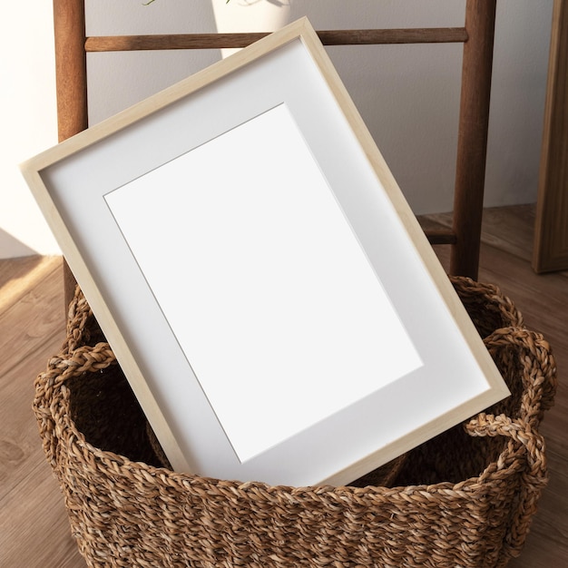 Modello di fotogramma in un cesto di vimini