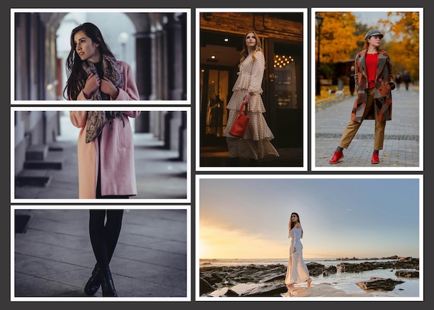 Modello di fotogramma Modello per collage fotografico o infografica in moderato su sfondo solido