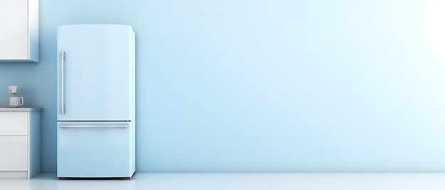 Modello di frigorifero vuoto sullo sfondo con spazio di copia per il testo Modello di refrigeratore per la cucina