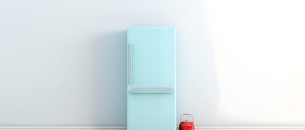 Modello di frigorifero vuoto sullo sfondo con spazio di copia per il testo Modello di refrigeratore per la cucina