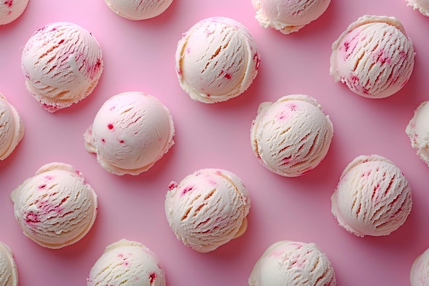 modello di gelato su sfondo rosa pastello minimalismo estivo posa piatta isometrica