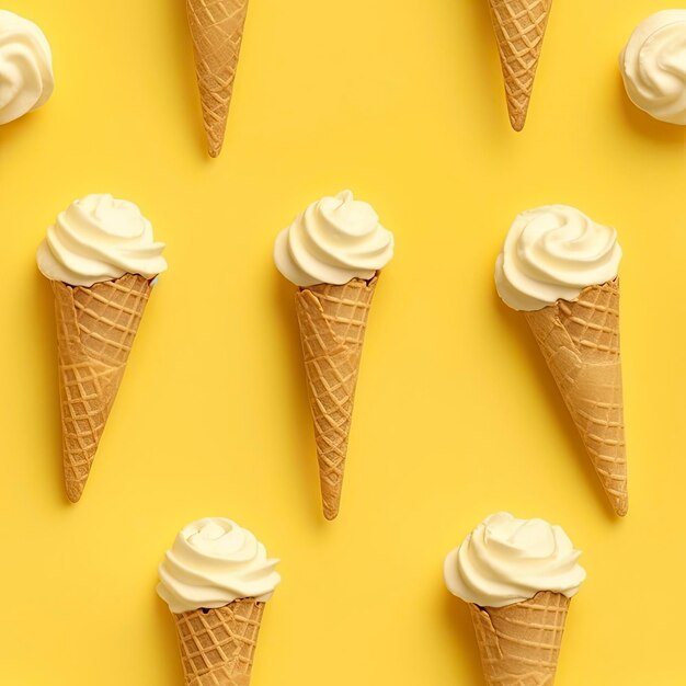 Modello di gelato sulla vista dall'alto di sfondo giallo