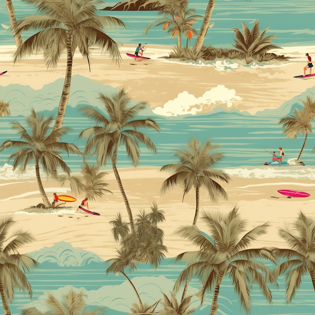 modello di illustrazione del surfista hawaiano