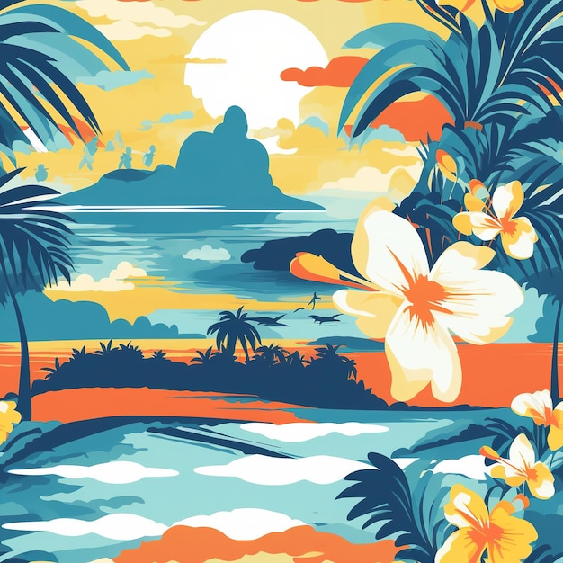 modello di illustrazione del surfista hawaiano