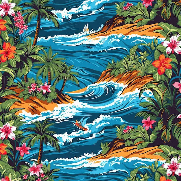 modello di illustrazione del surfista hawaiano