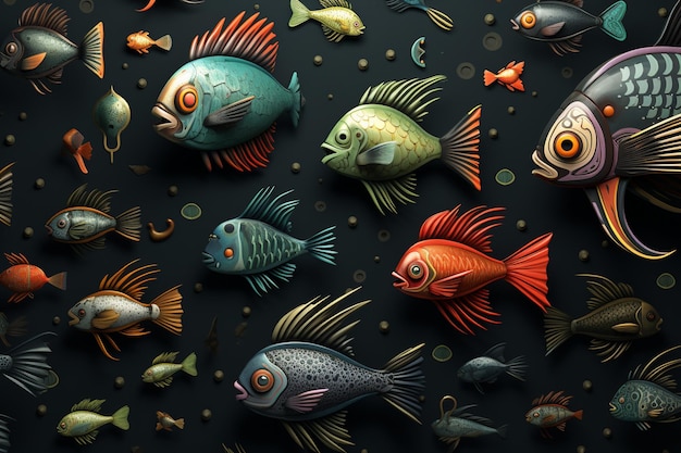 Modello di illustrazioni di creature acquatiche