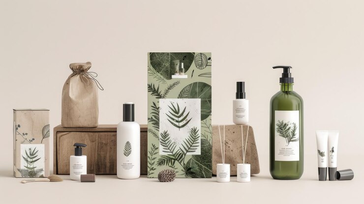 Foto modello di imballaggio di prodotti cosmetici naturali