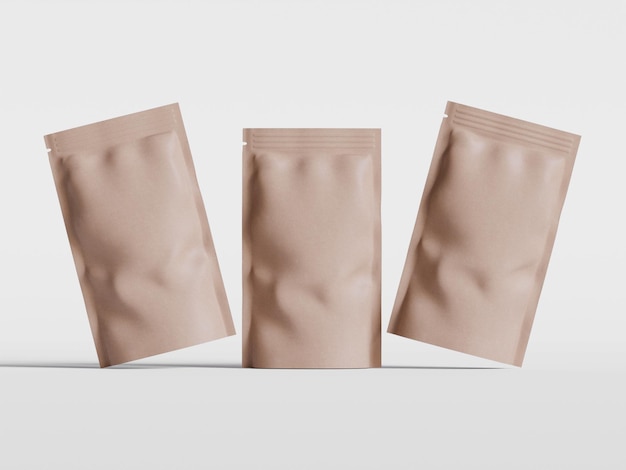 Modello di imballaggio di sacchetti di plastica o sacchetti bianchi isolati su sfondo bianco