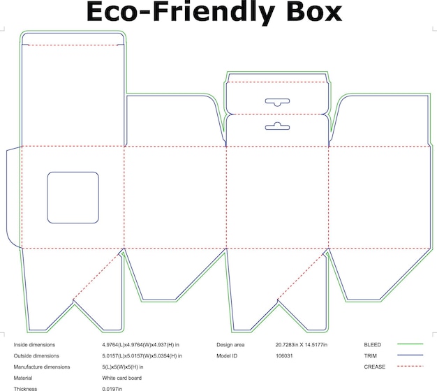 Modello di imballaggio per scatole ecologiche