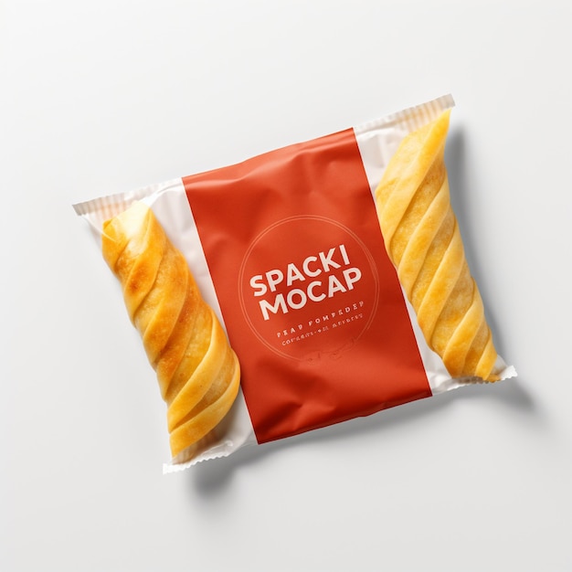 Modello di involucro di snack in plastica sullo sfondo isolato