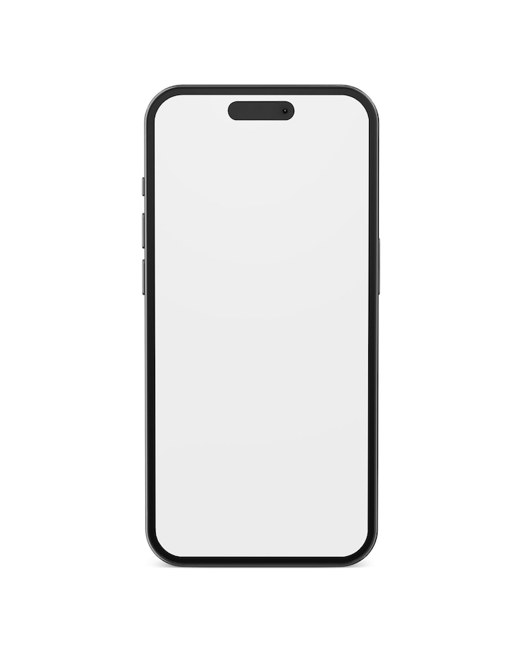 Foto modello di iphone bianco vuoto isolato su uno sfondo bianco