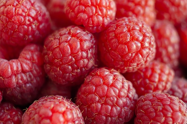 Modello di lampone vista dall'alto Modello di lampone rosso maturo Concetto di disintossicazione del cibo vegano