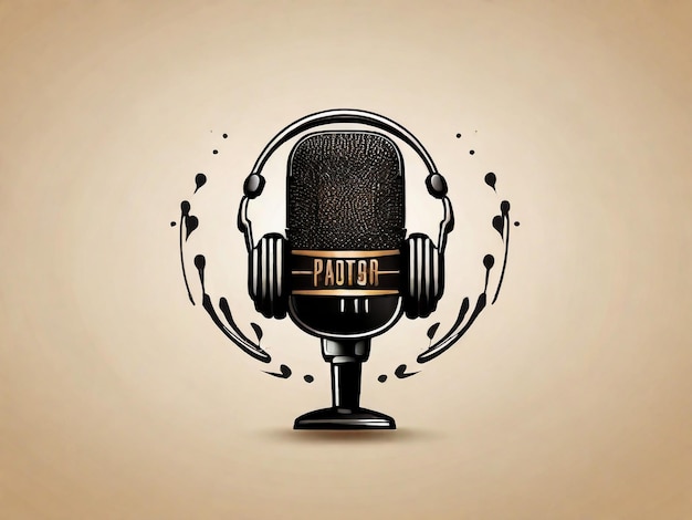 modello di logo podcast con microfono