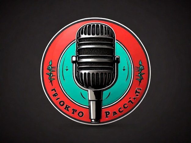 modello di logo podcast con microfono