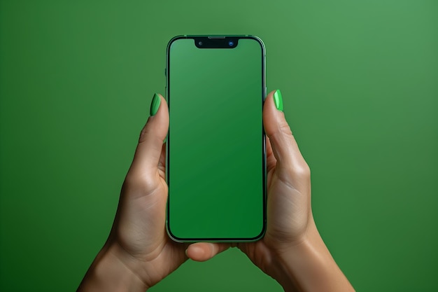 Modello di modello di smartphone con schermo verde