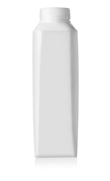 Modello di pacchetto di cartone bianco per succo o latticini con tracciato di ritaglio