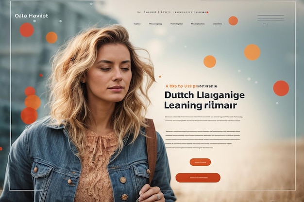 Modello di pagina di destinazione per le lezioni di lingua olandese con design a punti