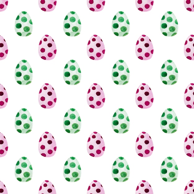 Modello di Pasqua senza soluzione di continuità Acquerello primavera arte Elementi di design Cuore di uova di uccello coniglietto carino Pasqua