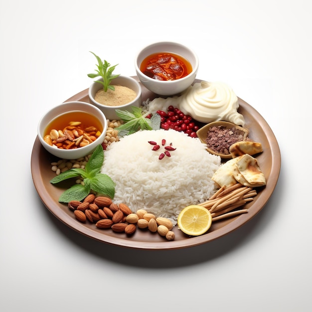 Modello di pasto Suhur isolato su sfondo bianco