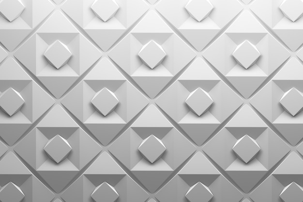 Modello di piastrelle poli basso bianco con semplici forme geometriche di base quadrati ruotati in colore bianco grigio