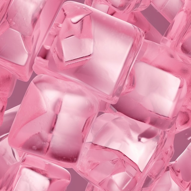 Modello di piastrelle senza giunture di cubetti di ghiaccio rosa IA generativa