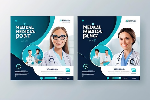 modello di post mediatico Banner di social media medico o banner di post di social media quadrato