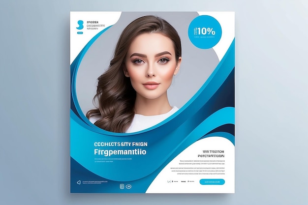 Modello di post sui social media a tema medico. Design moderno per banner con decorazione a nastro blu e spazio per la foto