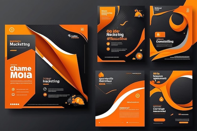 Modello di post sui social media arancione design moderno per il marketing digitale online o modello di marketing poster