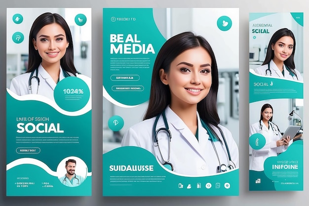 Modello di post sui social media medici Modello di banner sui social media sanitari modificabili