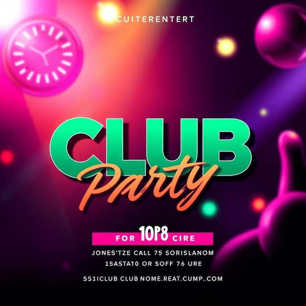 Modello di post sui social media per il volantino della festa del club
