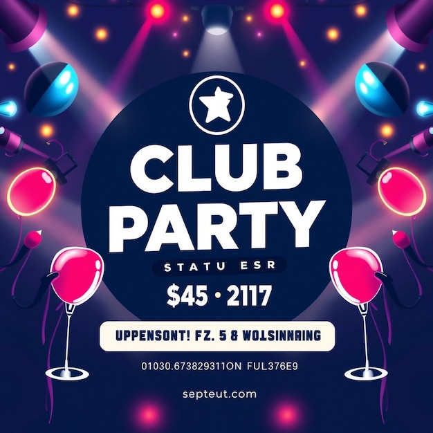 Modello di post sui social media volantino festa del club