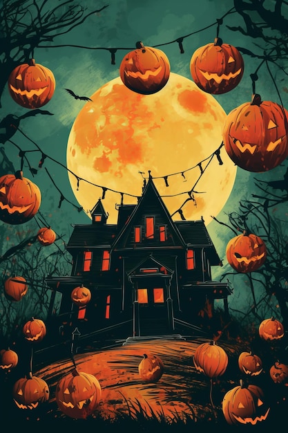 Modello di poster di Halloween Illustrazione AI GenerativexA