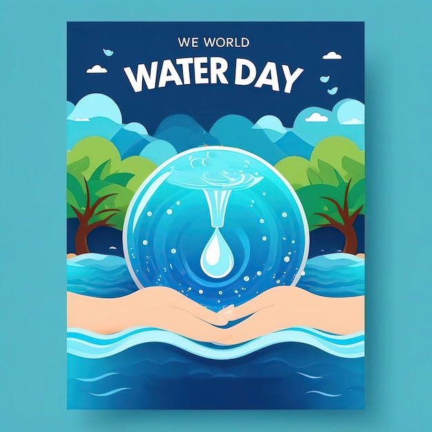 Modello di poster o volantino per la Giornata Mondiale dell'Acqua Illustrazione vettoriale