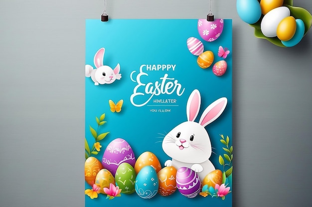 Modello di poster verticale di Buona Pasqua per la celebrazione della Pasqua