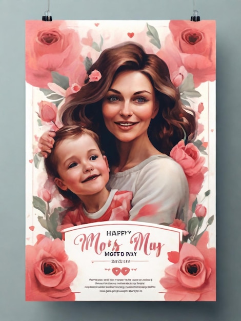 Modello di poster verticale per la Festa della Madre