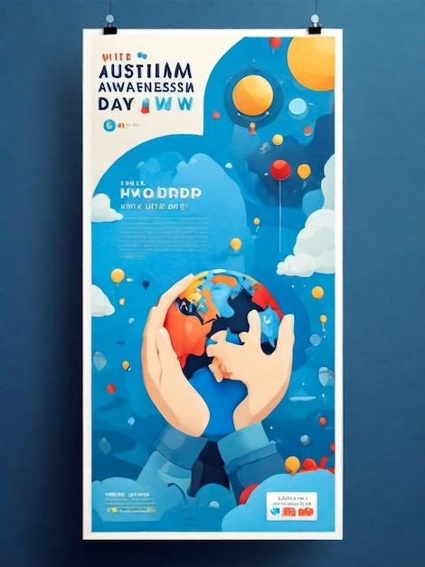 modello di poster verticale per la Giornata Mondiale della Coscienza dell'Autismo