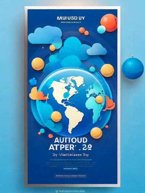 modello di poster verticale per la Giornata Mondiale della Coscienza dell'Autismo