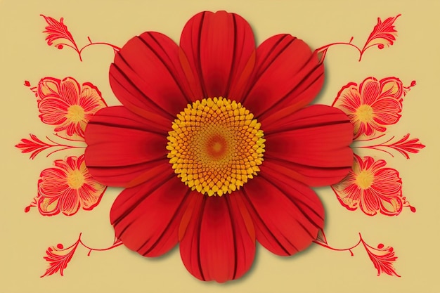 Modello di presentazione del modello texture grafica dei fiori del sole rosso