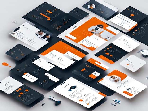 Modello di progettazione dell'interfaccia utente moderna Mockup UI UX Design Mockup di progettazione di siti Web