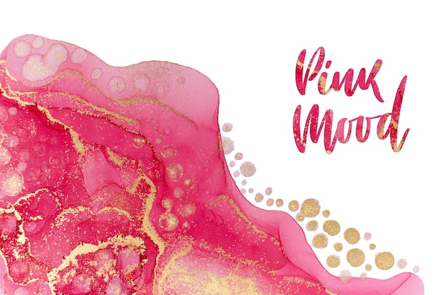 Modello di progettazione di banner rosa e oro disegnato a mano