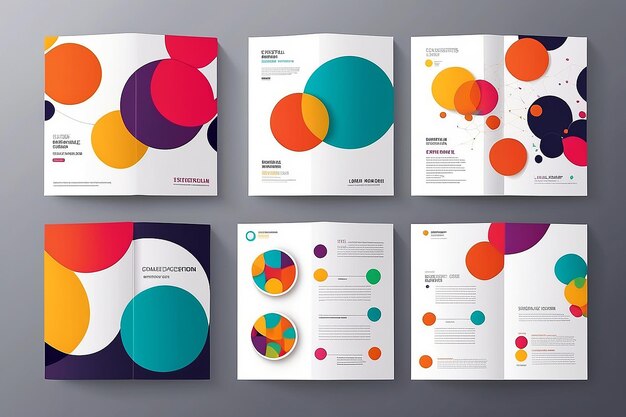 Modello di progettazione di materiali con intersezioni di cerchi colorati Set di brochure astratte creative