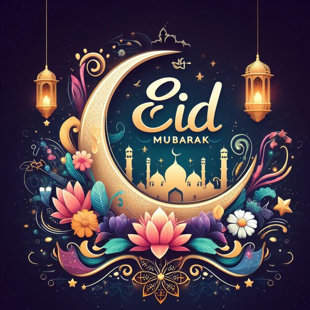 modello di progettazione e illustrazione di Eid Mubarak