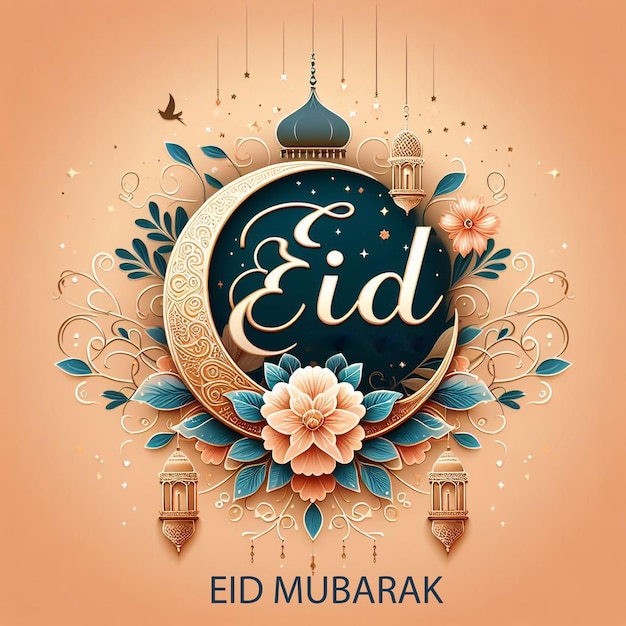 modello di progettazione e illustrazione di Eid Mubarak